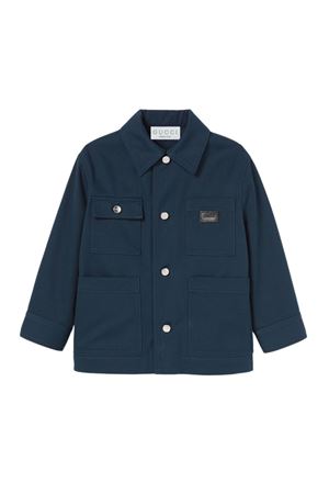 Giacca in gabardina di cotone blu GUCCI KIDS | 813210XDC9C4005